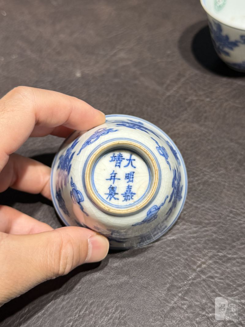 清康熙 青花清供图茶杯（一组六件） - 图43
